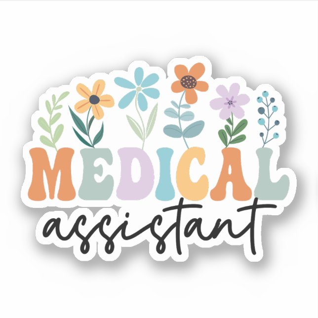 Pegatina Asistente Médico de Flores Silvestres CMA, Asisten (Anverso)