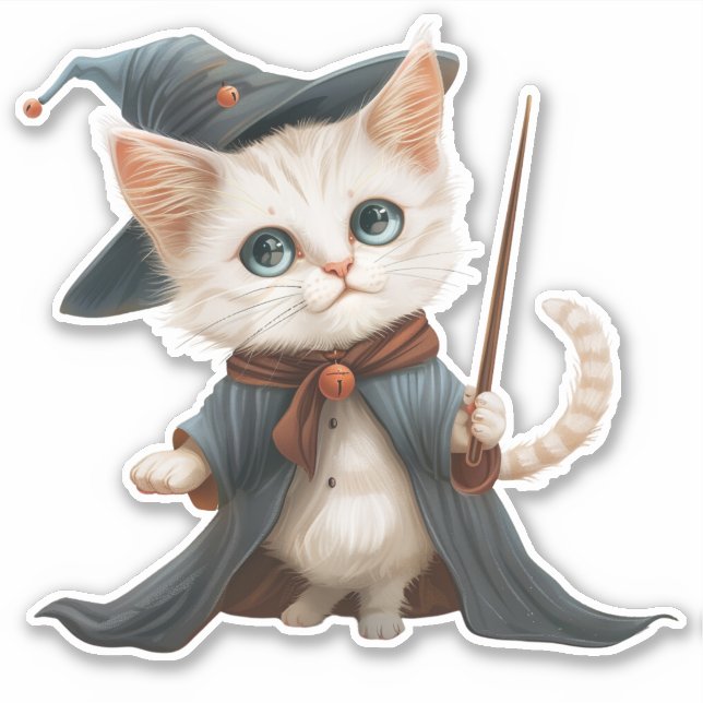 Pegatina Asistente para gatos mágicos/Pegatina de brujas (Anverso)