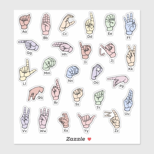 Pegatina ASL ABC Sticker – Bright & Educational Sticker (Hoja)
