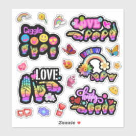 Pegatina ASL Affirmation Stickers – Love, Laugh, Celebrate
