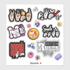 Pegatina ASL Affirmation Stickers – Voice, Kindness, Power