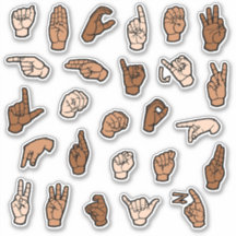 ASL Alphabet ABC Rótulos de mano Tones de piel