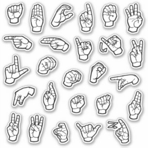 Pegatina ASL Alphabet ABC Rótulos individuales de mano