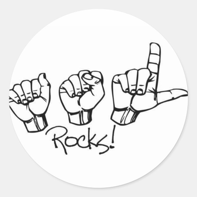 PEGATINA ASL Rocks blanco y negro (Anverso)