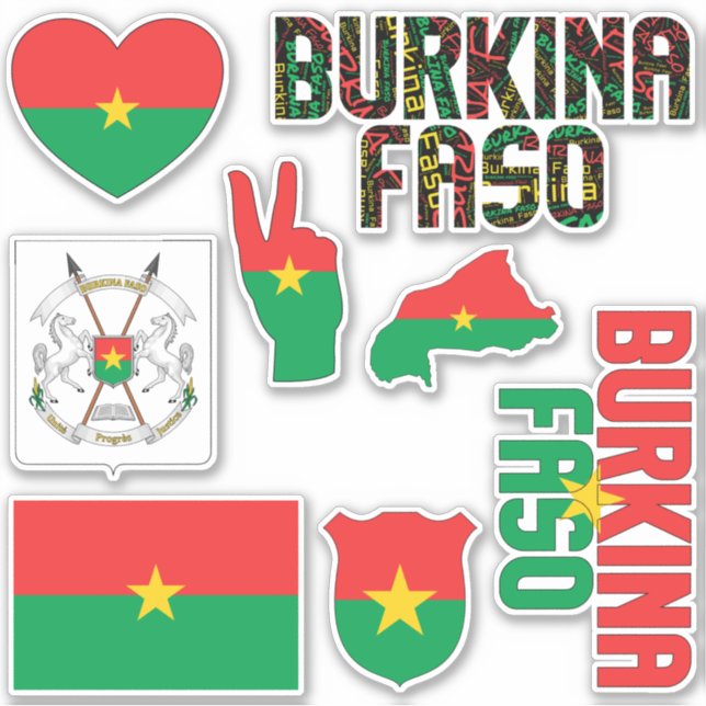 Pegatina Asombroso Burkina Faso configura símbolos nacional (Anverso)
