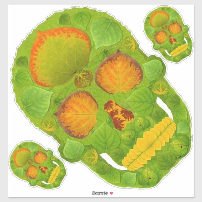 Pegatina Aspen Leaf Skull 10 (Hoja)