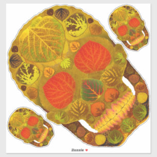 Pegatina Aspen Leaf Skull 12
