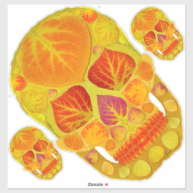 Pegatina Aspen Leaf Skull 13 (Hoja)
