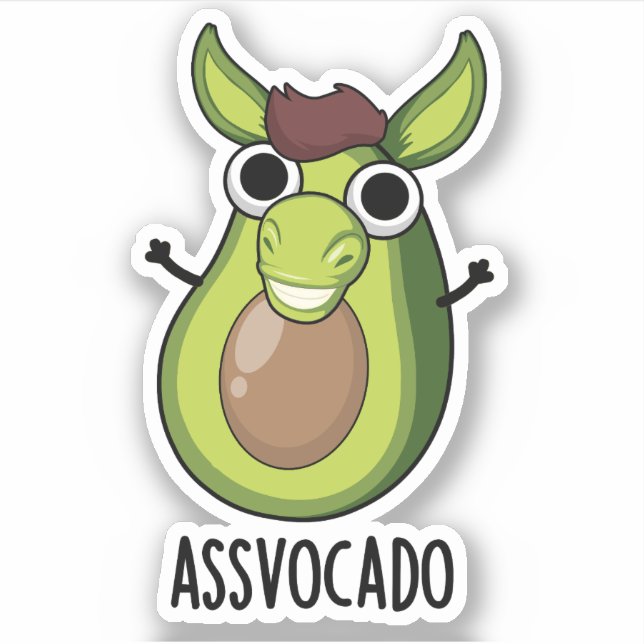 Pegatina Ass-vocado Funny Aguacate Pun (Anverso)