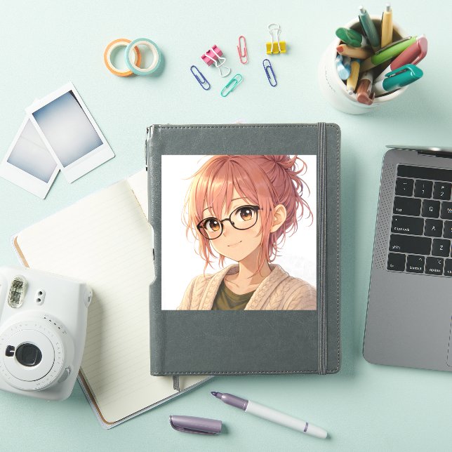 Pegatina Aster™ Cute Aesthetic Girl Custom-Cut Vinyl Sticke (Funda para iPad)