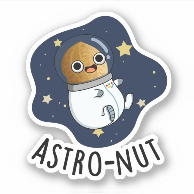 Pegatina Astro-nut Gracioso Astronauta Nut Pun (Anverso)