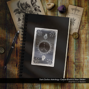 Pegatina Astrología zodiaca oscura: cáncer negro y plata