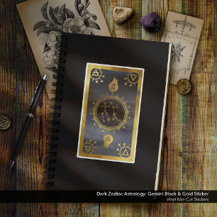 Pegatina Astrología Zodiaca Oscura: Negro y Oro Gemini