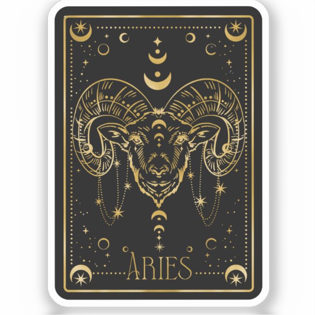 Pegatina Astrológico Zodiac Black & Gold Aries (Anverso)