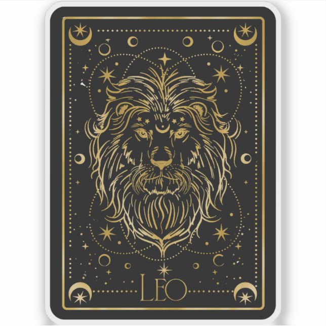 Pegatina Astrológico Zodiac Leo Black & Gold (Anverso)