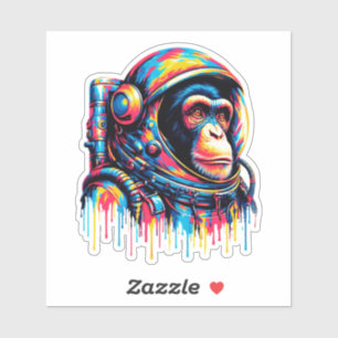 Pegatina Astronauta de Chimpancé con gota de pintura