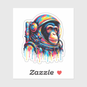 Pegatina Astronauta de Chimpancé con gota de pintura
