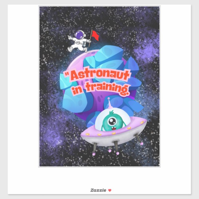 PEGATINA ASTRONAUTA EN ENTRENAMIENTO (Hoja)
