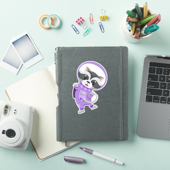 Pegatina Astronauta espacial Racoon volando en el espacio a (Funda para iPad)