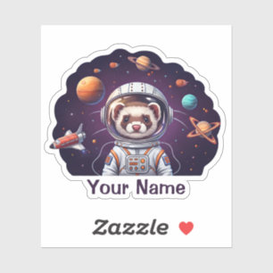 Pegatina Astronauta Hurón Adorable en el Espacio 