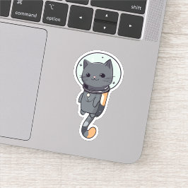 Pegatina Astronauta kawaii lindo gato negro