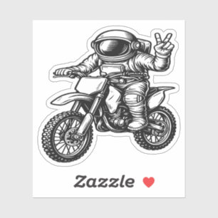 Pegatina Astronauta montando moto de cross