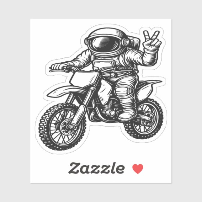 Pegatina Astronauta montando moto de cross  (Hoja)