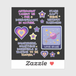 Pegatina Astronomía azul púrpura y amarillo 