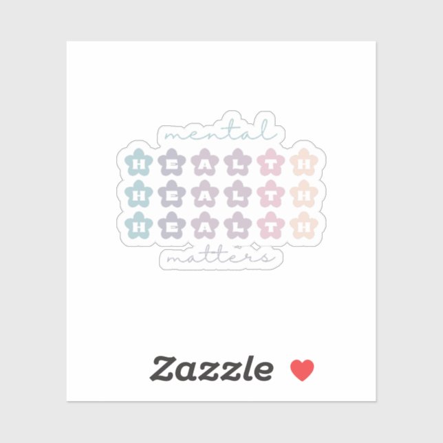 Pegatina Asuntos de salud mental | Flores retro Gris francé (Hoja)