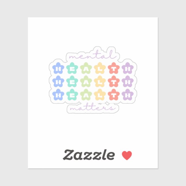 Pegatina Asuntos de salud mental | Flores Retro Peach Candy (Hoja)