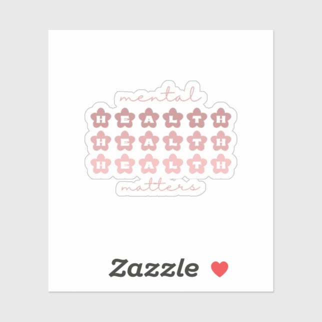 Pegatina Asuntos de salud mental | Flores retro Rosa Claro (Hoja)