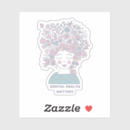 Pegatina Asuntos de salud mental | Gris francés floral