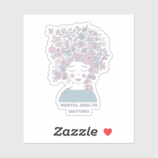 Pegatina Asuntos de salud mental | Gris francés floral