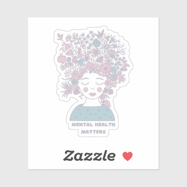 Pegatina Asuntos de salud mental | Gris francés floral (Hoja)