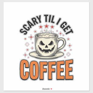 Pegatina Asustado Hasta Que Café Camiseta Vintage De Café D