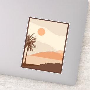 Pegatina Atardecer de palmera, Isla, Arte abstracto boho