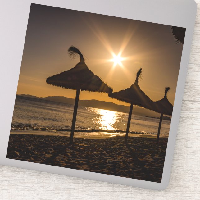 Pegatina Atardecer en la playa, Mallorca, España (Detalle)