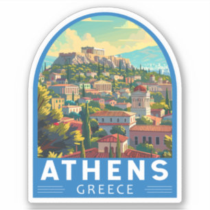 Pegatina Atenas Grecia Viajes arte Vintage