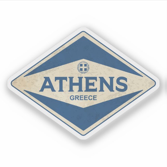 Pegatina Atenas Grecia Vintage (Anverso)