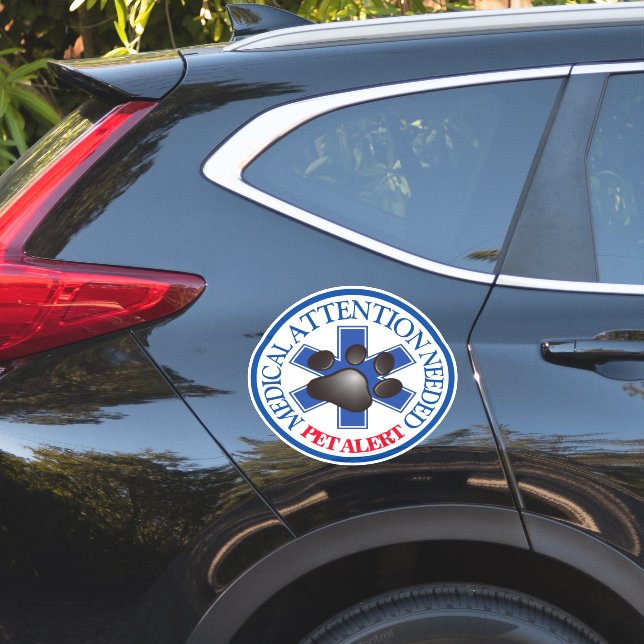 Pegatina Atención médica de alerta de mascota necesaria (Lado del coche)