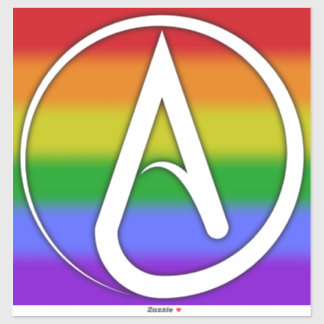 Pegatina Atheist Symbol White over Rainbow