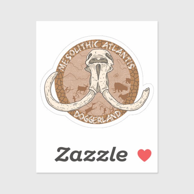 Pegatina Atlantis Mesolítica Doggerland Mammoth Tusks (Hoja)