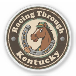Pegatina Atractivo del Derby de Kentucky_ Caballo con sombr
