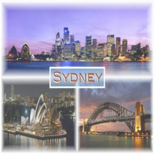 Pegatina AU Sydney por noche - Opera House - Puente de Hida