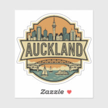 Auckland Nueva Zelanda Silueta Urbana Insignia de 