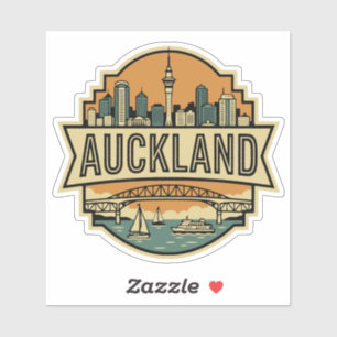 Pegatina Auckland Nueva Zelanda Silueta Urbana Insignia de
