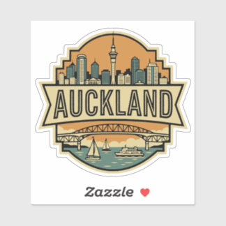 Pegatina Auckland Nueva Zelanda Silueta Urbana Insignia de 