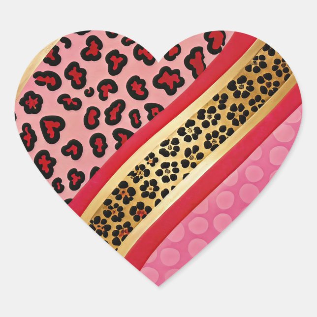 Pegatina audaz de impresión de leopardo rosa y dor (Anverso)