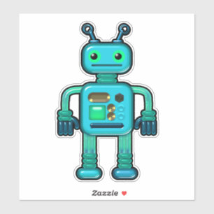 Pegatina Audie the Aqua Robot Whimsical