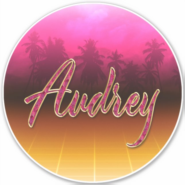 Pegatina Audrey Vorname Name golden pink Aufkleber Sticker (Anverso)